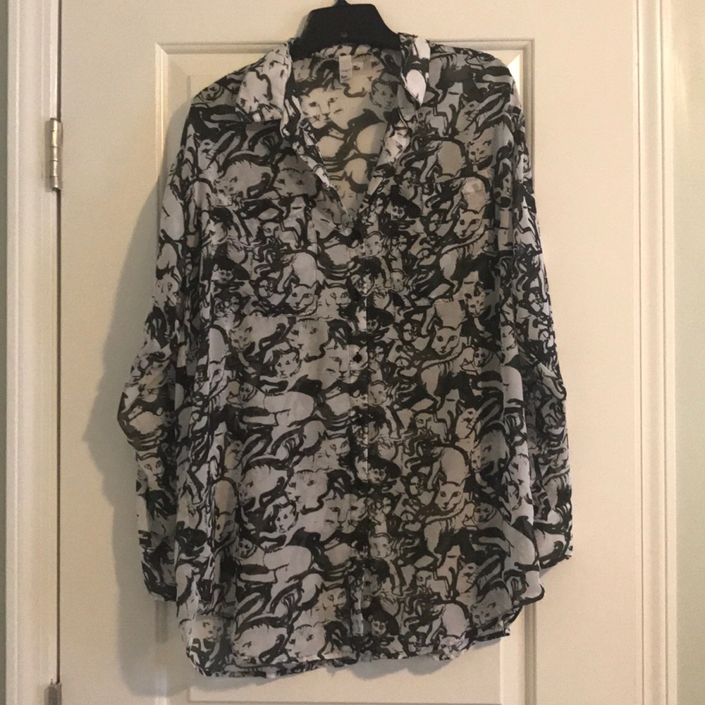 Chiffon cat design shirt